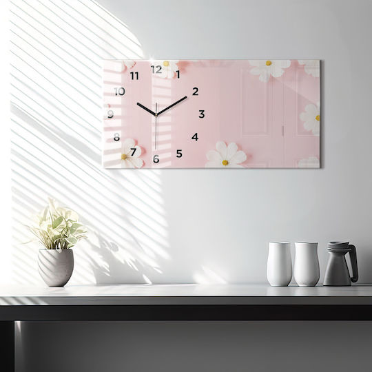 Tulup Ρολόι Τοίχου Γυάλινο Ροζ 60x30cm