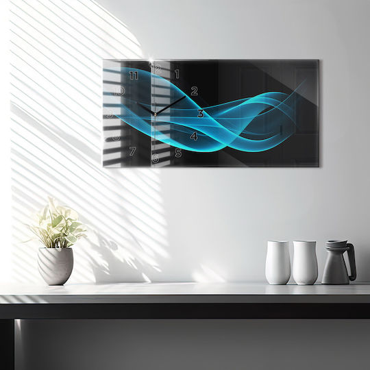 Tulup Ceas de Perete Sticlă Albastru 60x30cm