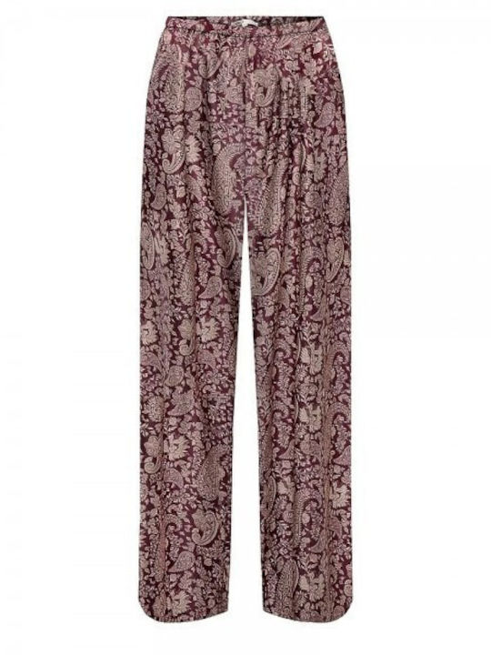Damen Stoff Hose mit Gummizug Bordeaux