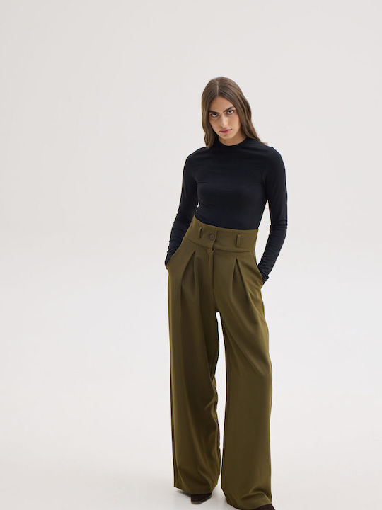Damen Stoff Hose Grün