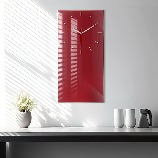 Tulup Αθόρυβο Ρολόι Τοίχου Γυάλινο Κόκκινο 30x60cm