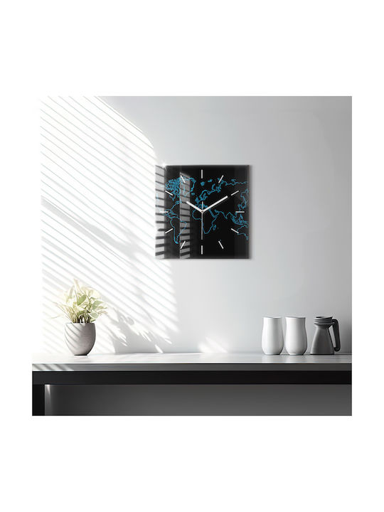 Tulup Leise Wanduhr Glas Schwarz 30x30cm