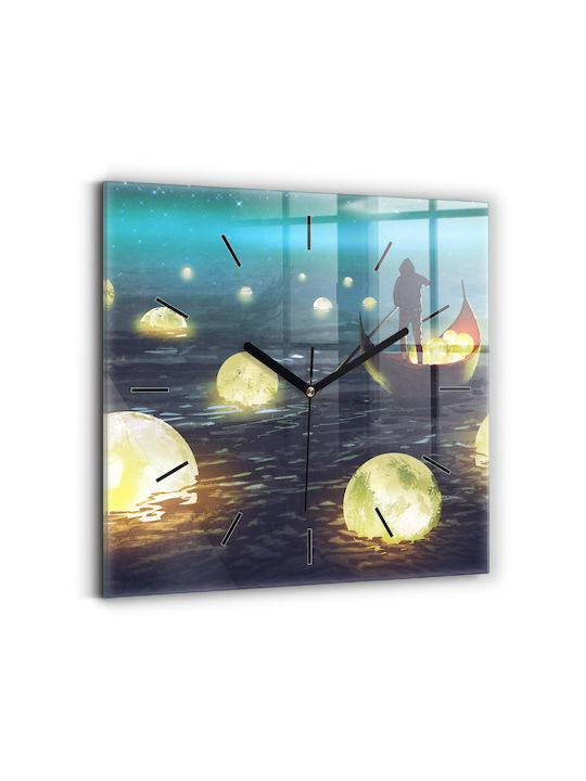 Tulup Silent Ceas de Perete Sticlă Albastru 30x30cm