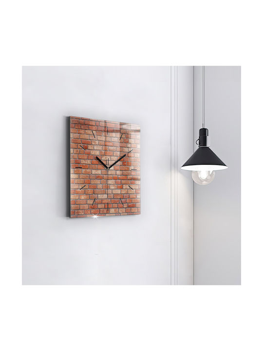Tulup Silent Ceas de Perete Sticlă Roșu 30x30cm