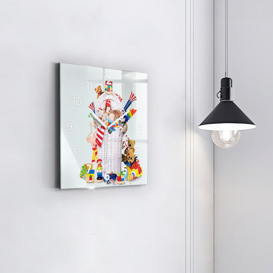 Tulup Тих режим Стенен часовник Стъкло Многоцветен 30x30см