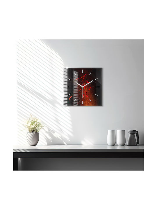 Tulup Silent Wall Clock Glass Red 30x30cm