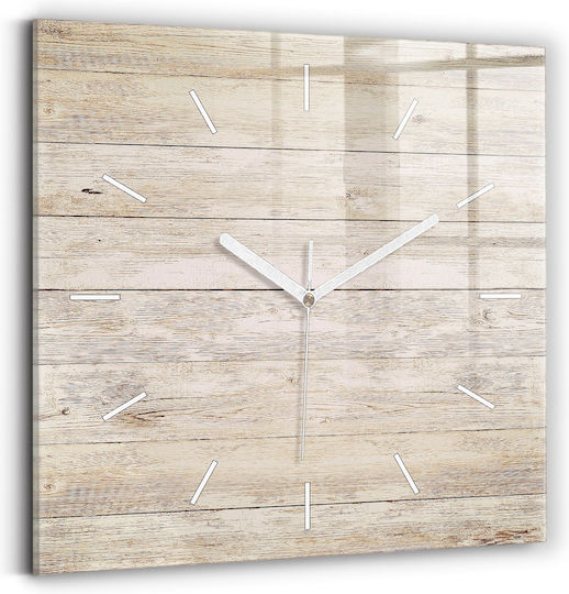 Tulup Αθόρυβο Ρολόι Τοίχου Γυάλινο Καφέ 30x30cm