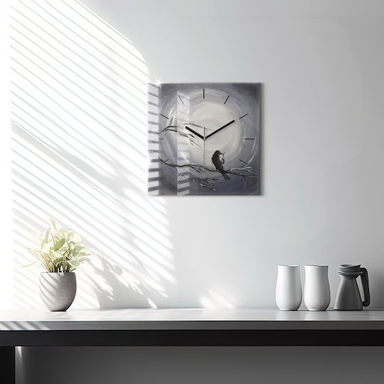 Tulup Тих режим Стенен часовник Стъкло Черен 30x30см