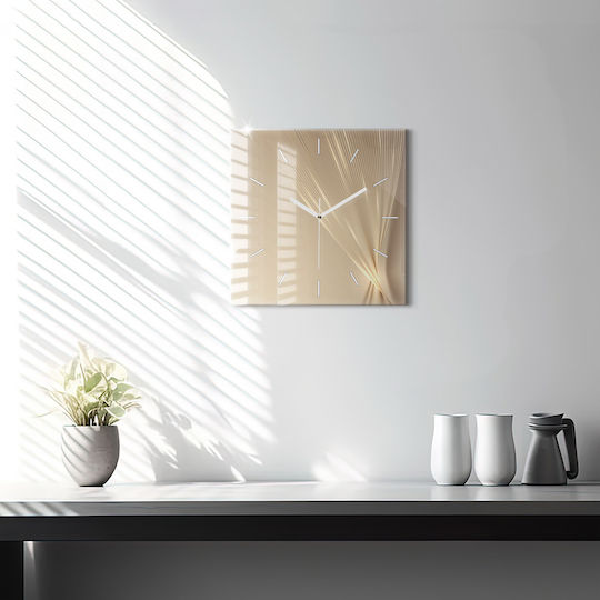 Tulup Silent Ceas de Perete Sticlă Galben 30x30cm