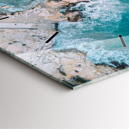Tulup Αθόρυβο Ρολόι Τοίχου Γυάλινο Μπλε 30x30cm