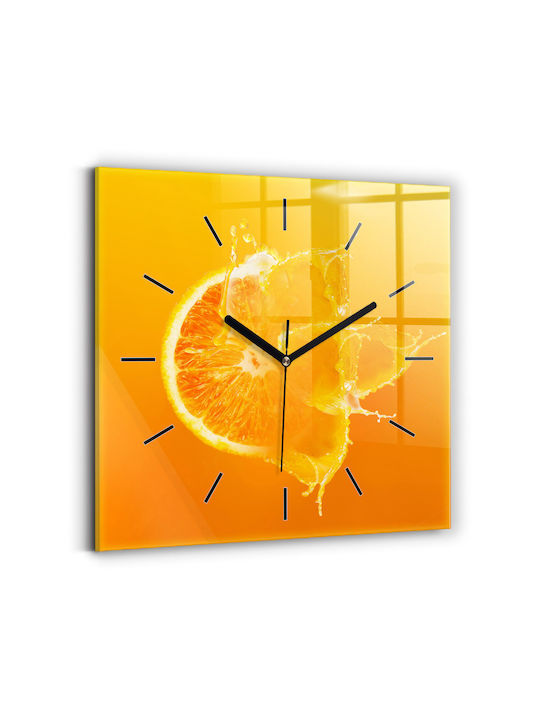Tulup Leise Wanduhr Glas Orange 30x30cm