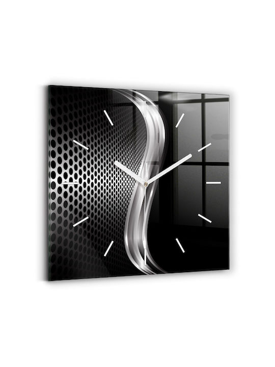 Tulup Silent Ceas de Perete Sticlă Negru 30x30cm