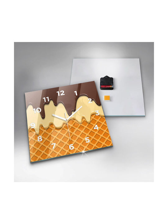 Tulup Тих режим Стенен часовник Стъкло Многоцветен 30x30см