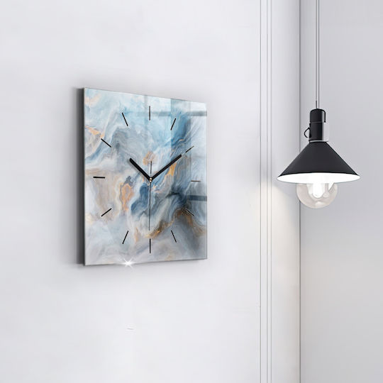 Tulup Silent Ceas de Perete Sticlă Albastru 30x30cm