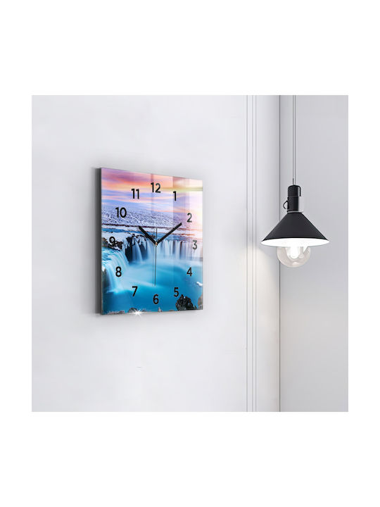 Tulup Silent Ceas de Perete Sticlă Albastru 30x30cm