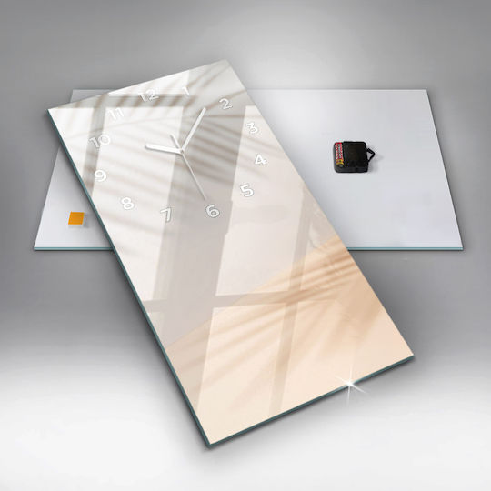 Tulup Leise Wanduhr Glas Beige 30x60cm