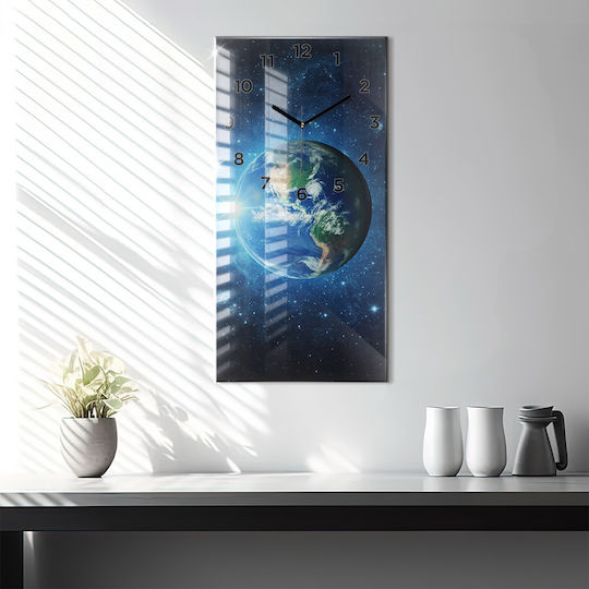 Tulup Silent Ceas de Perete Sticlă Albastru 30x60cm