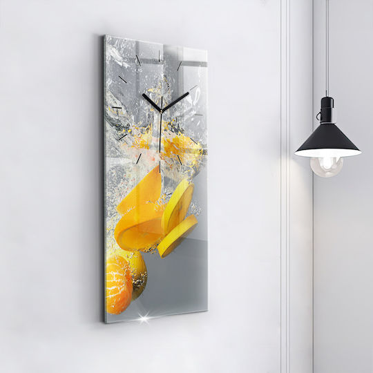 Tulup Silent Ceas de Perete Sticlă Galben 30x60cm