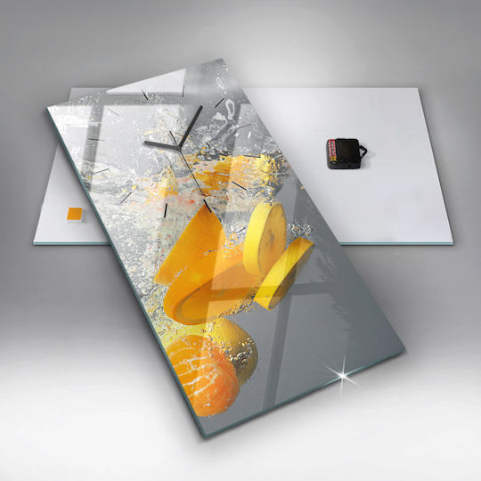Tulup Silent Ceas de Perete Sticlă Galben 30x60cm