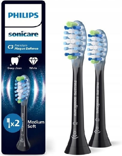 Philips Sonicare C3 Premium Plaque Defence Electric Toothbrush Replacement Heads Black HX9042/88 2pcs