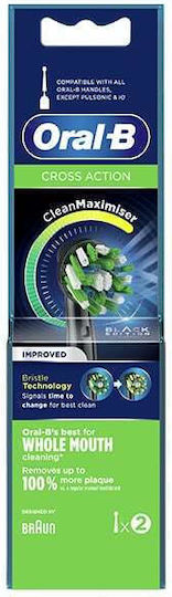 Oral-B CrossAction CleanMaximizer Electric Toothbrush Replacement Heads Improved Black Edition Black 80347920 2pcs