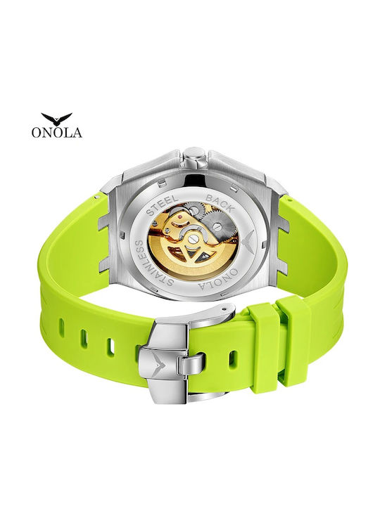 Ceasuri Bărbați 13mm Cronograf Automat Cu Curea Din Cauciuc Verde
