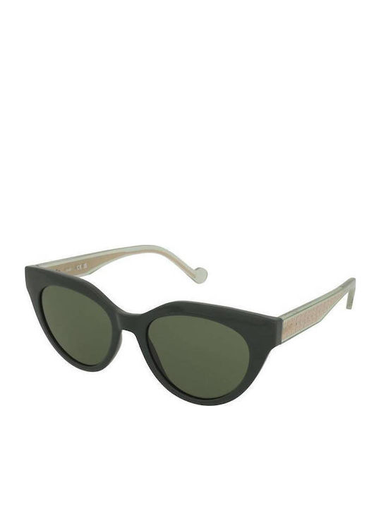 Liu Jo Women's Sunglasses with Black Plastic Frame and Green Lens