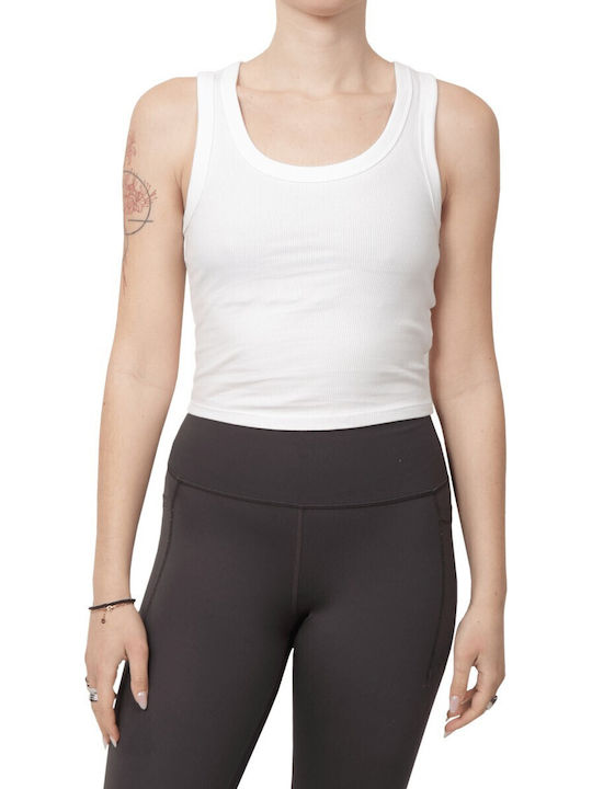 Easy Γυναικείο Crop Top Βαμβακερό Αμάνικο Εκρού