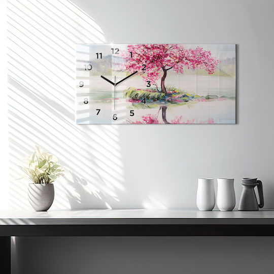 Tulup Αθόρυβο Ρολόι Τοίχου Γυάλινο Ροζ 60x30cm