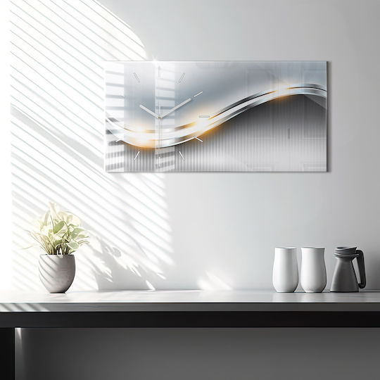 Tulup Αθόρυβο Ρολόι Τοίχου Γυάλινο Γκρι 60x30cm