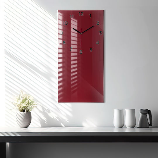 Tulup Αθόρυβο Ρολόι Τοίχου Γυάλινο Κόκκινο 30x60cm