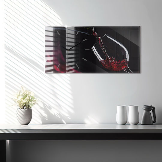 Tulup Αθόρυβο Ρολόι Τοίχου Γυάλινο Κόκκινο 60x30cm