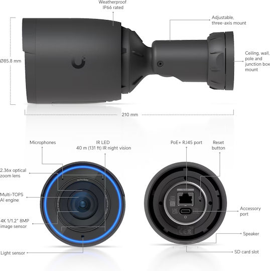 Ubiquiti G6 Pro IP Κάμερα Παρακολούθησης 4K Αδιάβροχη