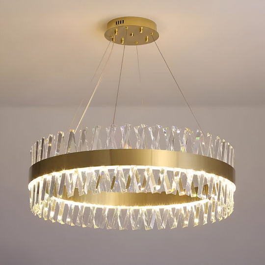 Alista Home Ρυθμιζόμενο Κρεμαστό Φωτιστικό Χρυσό LED με Φυσικό Λευκό Φως με Κρύσταλλα
