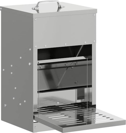 Vidaxl Futternapf für Hühner Metallisch Silber 25 x 42 x 40 cm