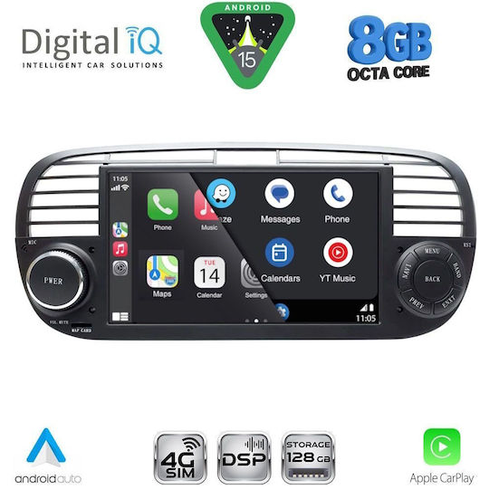 Digital IQ Ηχοσύστημα Αυτοκινήτου για Fiat 500 2007-2015 (Bluetooth/USB/WiFi/GPS/Apple-Carplay/Android-Auto)