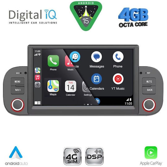 Digital IQ Car Audio System for Fiat Panda 2012-2021 (Bluetooth/USB/WiFi/GPS/Apple CarPlay/Android Auto) with 7" Touch Screen