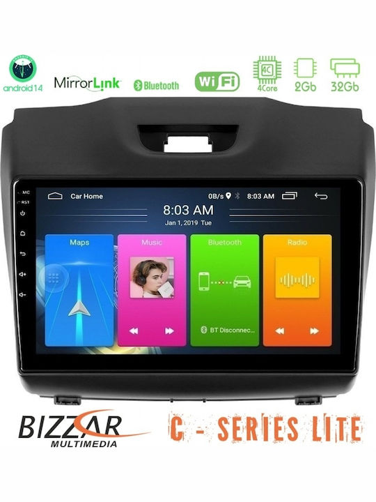 Bizzar Sistem Audio Auto Isuzu D-Max 2012-2019 (Bluetooth/USB/AUX/Wi-Fi/GPS/Apple CarPlay/Android Auto) cu Ecran Tactil 9"