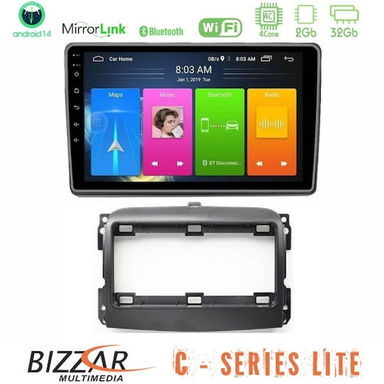 Bizzar Car Audio System for Fiat 500L 2012-2018 (Bluetooth/USB/AUX/WiFi/GPS/Apple CarPlay/Android Auto) with 10" Touch Screen