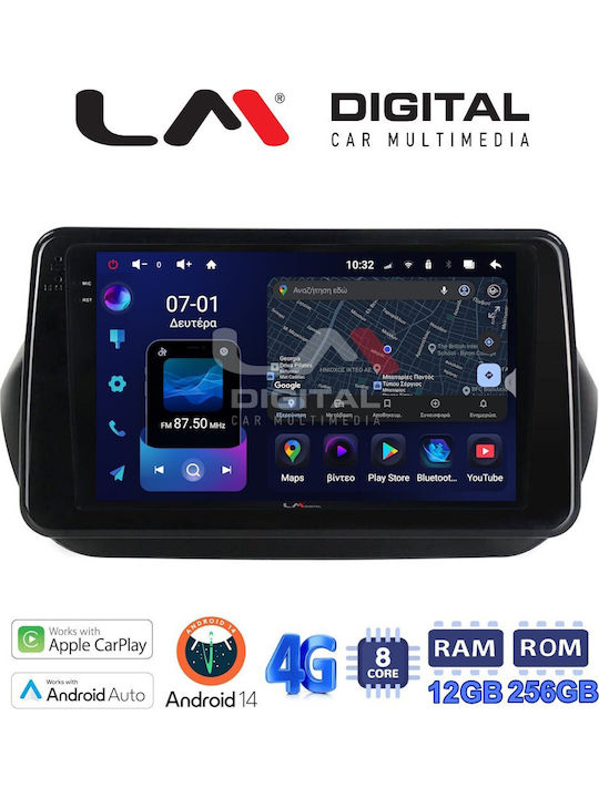 LM Digital Sistem Audio Auto pentru Peugeot Bipper Fiat Fiorino Citroen Nemo 2007-2021 (Bluetooth/USB/WiFi/GPS/Apple-Carplay/Android-Auto)
