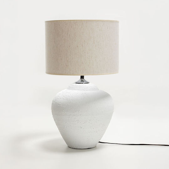 InTheBox Ceramică Lampă de masă pentru Soclu E27 cu Abajur Bej și Bază Alb