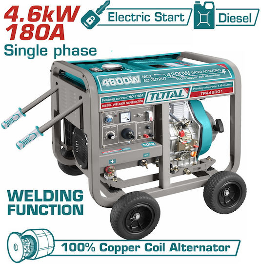 Total Generator Petroleum Four-stroke with Wheels and Maximum Power 5.2kVA