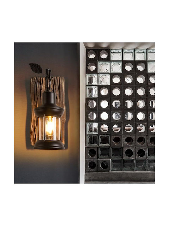 VenCore Vintage Lamp Wall with Socket E27 Brown 20x30cm