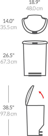 Simplehuman Plastic Waste Bin 50lt with Pedal Black