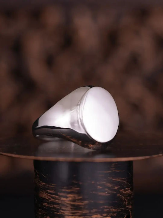 Chevalier Ring made of White gold 9K