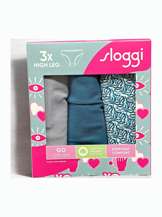 High Βαμβακερά Women's Slip 3Pack Petrol, Grey, Printed