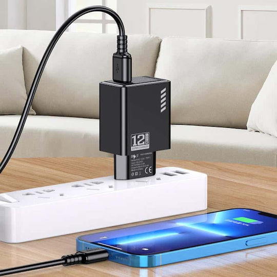 Kakusiga Φορτιστής Χωρίς Καλώδιο με Θύρα USB-A 12W Μαύρος (KSC-1235)