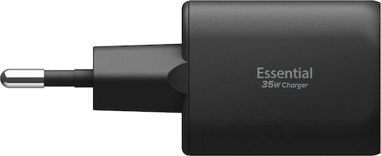 Spigen Φορτιστής Χωρίς Καλώδιο GaN με Θύρα USB-A και Θύρα USB-C 35W Power Delivery Μαύρος (Essential)
