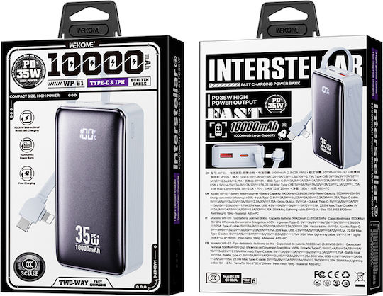 WK WP-61 Power Bank 10000mAh 35W Power Delivery Μπλε