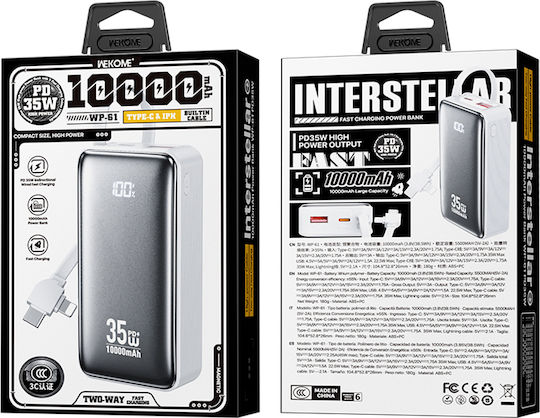 WK WP-61 Power Bank 10000mAh 35W Ladeleistung / Schnellladung Weiß